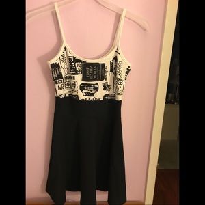 Cute Patterned-Top Spaghetti-Strap Dress